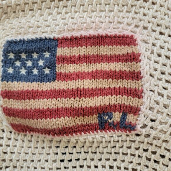 Vintage Polo Sport Ralph Lauren Crochet Knit USA Flag Sweater Women's Sz Medium - Picture 11 of 11